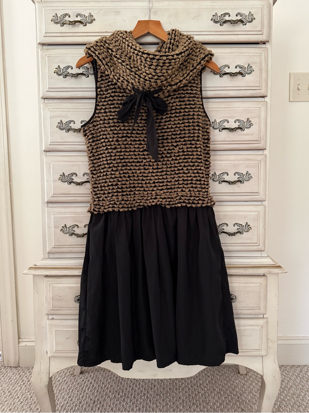Vici Bow Tie Cowl Neck Pocketed Dress